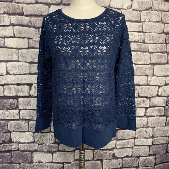 Chico's Tops - Chico's Size M Blue Sheer Lace Top